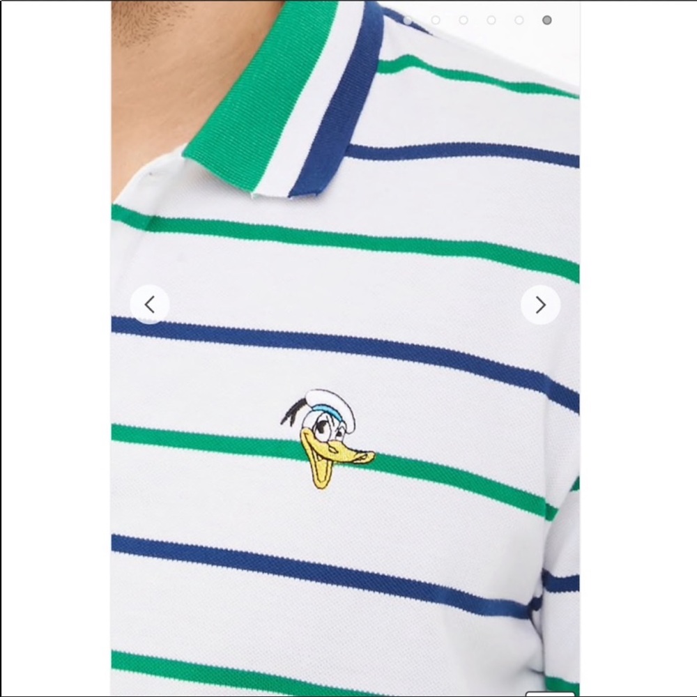L-Forever 21x Disney Donald Duck Striped Polo